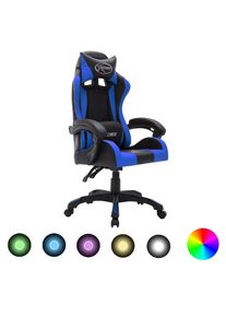 vidaXL Gaming-Stuhl mit RGB LED-Leuchten Blau und Schwarz Kunstleder