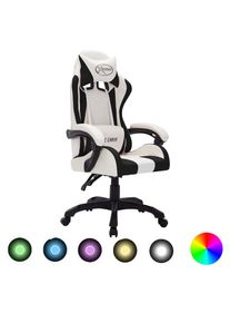 vidaXL Gaming-Stuhl mit RGB LED-Leuchten Weiß und Schwarz Kunstleder