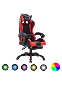 vidaXL Gaming-Stuhl mit RGB LED-Leuchten Rot und Schwarz Kunstleder