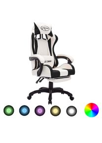 vidaXL Gaming-Stuhl mit RGB LED-Leuchten Schwarz und Weiß Kunstleder