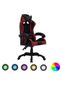 vidaXL Gaming-Stuhl mit RGB LED-Leuchten Weinrot Schwarz Kunstleder