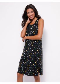 WITT Damen Sommerkleid mit Rauten-Muster, schwarz-gelb-bedruckt, Gr&ouml;&szlig;e 40/42, 100% Baumwolle
