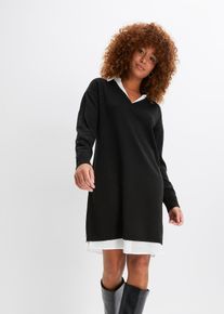 Strickkleid mit Blusen-Einsatz in schwarz, Grösse 48/50 (XL), bonprix
