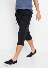 Mikrofaser 3/4-Hose mit Komfortschnitt Regular Fit in schwarz, Grösse 50, bonprix