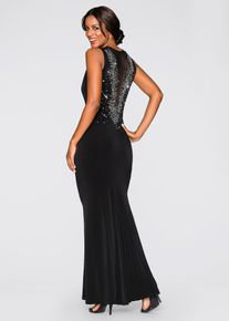 Maxikleid Strasssteinen am Rückenausschnitt in schwarz, Grösse 36/38 (S), bonprix