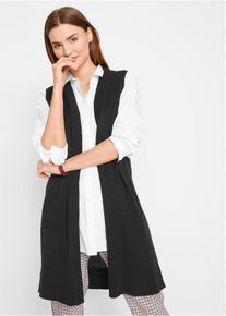 Long-Strickweste mit Taschen in schwarz, Grösse 36/38 (S), bonprix