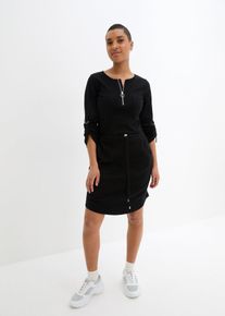 Shirtkleid aus schwerer Baumwolle in schwarz, Grösse 56/58 (3XL), 100% Baumwolle, bonprix