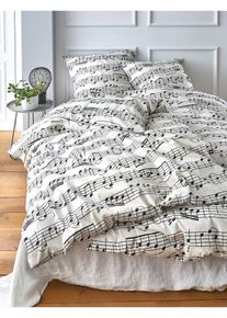 Bettwäsche mit Musiknoten in beige, 135x200 cm, 100% Baumwolle, bonprix