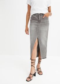 Jeansrock mit Schlitz in grau, Grösse 34, aus über 80% Baumwolle, bonprix