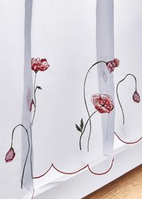 Transparente Scheibengardine mit Blumenstickerei in weiss, 30x120 cm, bonprix