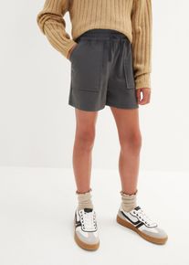 Mädchen Webshorts Paperbag in grau, Grösse 128, bonprix