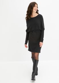 Strickkleid mit variablem Kragen in grau, Grösse 40/42 (M), bonprix