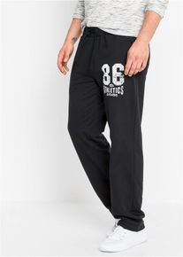 Jogginghose mit sportiven Details aus reiner Bio-Baumwolle in schwarz, Gr&ouml;sse 68/70 (4XL), 100% Baumwolle, bonprix