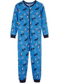 Schlafoverall aus reiner Bio-Baumwolle in blau, Grösse 104/110, 100% Baumwolle, bonprix