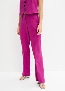 Highwaist-Bundfaltenhose mit Leinen in lila, Grösse 34, bonprix
