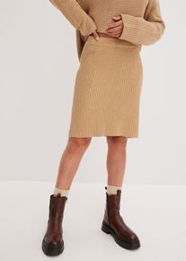 Strickrock aus reiner Baumwolle in beige, Grösse 48/50 (XL), 100% Baumwolle, bonprix