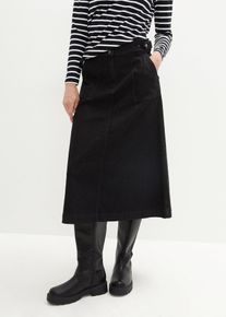 Jeansrock mit aufgesetzten Taschen A-Linie in schwarz, Grösse 54, 95% Baumwolle, bonprix
