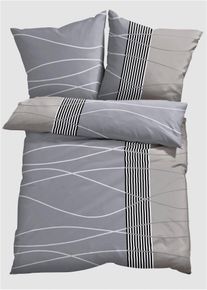 Bettwäsche mit Wellen in grau | 135x200 cm | 100% Baumwolle | bonprix