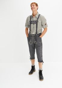Regular Fit Trachtenhose aus Lederimitat in grau, Gr&ouml;sse 60, bonprix