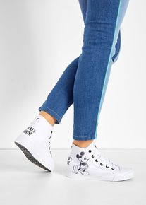 Disney Mickey Mouse High-Top-Sneaker aus Baumwoll-Canvas in weiss, Gr&ouml;sse 42, 100% Baumwolle, bonprix