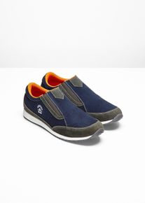 Slipper aus Veloursleder in blau, Gr&ouml;sse 43, bonprix