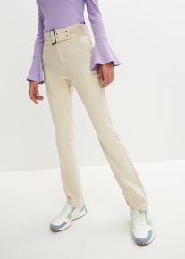 Stretch-Hose mit Gürteldetails in beige, Grösse 38, bonprix