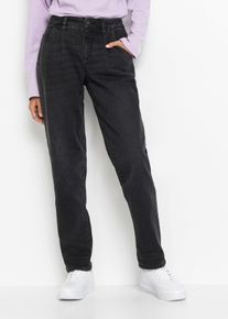 Barrel-Jeans Mid Waist Stretch in schwarz, Gr&ouml;sse 40, 98% Baumwolle, bonprix