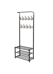 vidaXL Garderobe mit Schuhablage 68×32×182,5 cm Schwarz