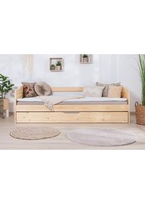 Ticaa Funktionsbett »Melinda, Daybett, Jugendbett, 2 Schlafplätze, Schublade auf Rollen«, (90x200cm), FSC®-zertifizierte Kiefer, 2 Rollroste, Massivholz