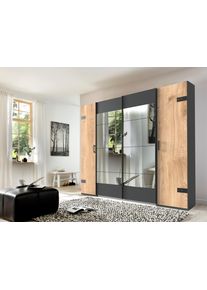 wimex Schwebetürenschrank »Stockholm, Schlafzimmerschrank mit Industrial-Look, rustikale Optik«, Kleiderschrank mit Spiegel BESTSELLER Schrank Garderobe