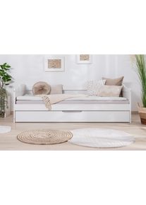 Ticaa Funktionsbett »Melinda, Daybett, Jugendbett, 2 Schlafplätze, Schublade auf Rollen«, (90x200cm), FSC®-zertifizierte Kiefer, 2 Rollroste, Massivholz