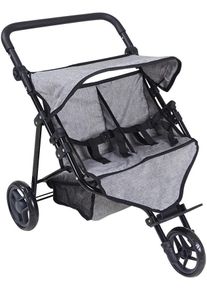 KNORRTOYS® Puppen-Zwillingsbuggy »Duo - Jeans Grey«