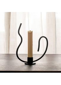 ferm LIVING Kerzenständer Valse Low, schwarz, Eisen