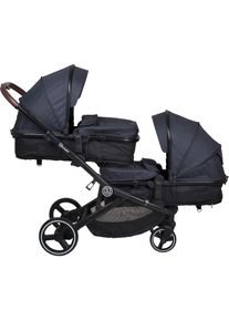 BABYGO Zwillingswagen »Twinner, Grey melange«, inkl. 2 Regenhauben, 2 Nachtlichter u. Wickeltasche; Geschwisterwagen grau