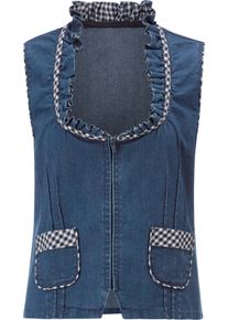 Damen Jeansweste mit Rüschen blue-stone-washed