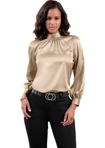 Damen Satinbluse beige