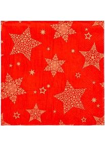 Servietten Papstar "Christmas Shine", 20 Stück, 3-lagig, 1/4-Falz, 330 x 330 mm, rot