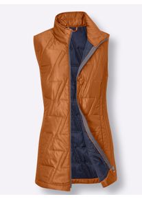 WITT Damen Steppweste mit kontrastfarbigem Futter, cognac, Gr&ouml;&szlig;e 42, 100% Polyester