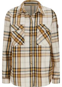 Damen Flanellbluse mit mehrfarbigem Webkaro ocker-elfenbein-kariert