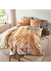 HEINE HOME Witt Bettwäsche, ocker-sesam-bedruckt, Größe 135x200 cm + 40x80 cm, 100% Baumwolle