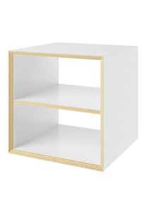 Müllermöbel Vertiko Dice Beistelltisch / Nachttisch oder Hocker WEISS / BIRKENKANTE MULTIPLEX GEÖLT Müller Möbelwerkstätten EINZELSTÜCK
