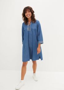 Jeanskleid mit Stickerei in blau, Grösse 36, 100% Baumwolle, bonprix