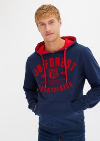 Kapuzensweatshirt mit Flockprint in blau, Grösse 48/50 (M), 100% Baumwolle, bonprix