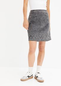 Jeansrock mit Nieten in grau, Grösse 36, bonprix