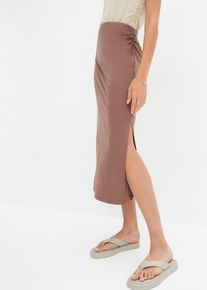 Jerseyrock mit Raffung in braun, Grösse 44/46 (L), bonprix