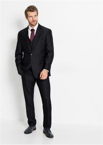 Anzug mit Weste und Krawatte (4-tlg. Set) Regular Fit in schwarz, Grösse 48, bonprix