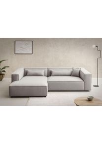 LeGer Home by Lena Gercke Ecksofa »PIARA XXL, Big-Sofa in Cord oder Leinenoptik, L-Form, mit Kedernaht«, wahlweise Ottomane rechts/links, schwarze Füsse, extra tiefe Sitzfläche