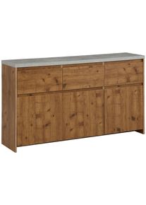 Home Affaire Highboard »Maribo«, Kommode im modernen Landhaus-Stil, mit Betontopplatte, Breite 140 cm