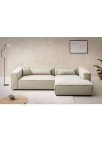 LeGer Home by Lena Gercke Ecksofa »PIARA XXL, Big-Sofa in Cord oder Leinenoptik, L-Form, mit Kedernaht«, wahlweise Ottomane rechts/links, schwarze Füsse, extra tiefe Sitzfläche