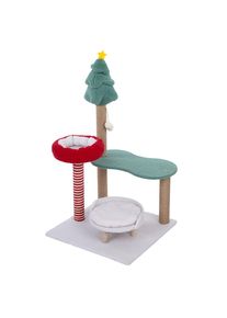 TIAKI Weihnachtlicher Kratzbaum rot/grün für kleine Katzen und Kitten